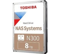 Toshiba 8TB N300 iekšējais cietais disks — NAS 3,5 collu SATA HDD atbalsta līdz 8 disku nodalījumiem, kas paredzēti 24/7 NAS sistēmām, jaunā paaudze (HDWG480UZSVA)