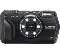 RICOH WG-6 melna ūdensnecaurlaidīga kamera augstas izšķirtspējas attēli ar 20MP 3 collu LCD ūdensizturīgs līdz 20 m triecienizturīgs kritiena augstums 2,1 m zemūdens režīma gredzens ar 6 gaismas diodēm makro fotografēšanai