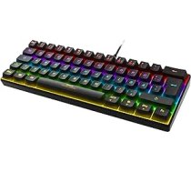 DELTACO GAMING mehāniskā mini tastatūra — mehāniska datoru spēļu tastatūra ar RGB taustiņiem, 60% QWERTZ izkārtojums vācu valodā, apgaismots, sarkani slēdži, tastatūras apgaismojums, mehāniska, ergonomiska, melna