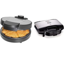 Bomann vafeļu gludeklis ar sirds formas nesadalāmu pārklājumu, diametrs 18 cm, vafeļu gludeklis sirds, 1000 W & Tefal Ultracompact Sandwich Maker SM1552 | trīsstūrveida sviestmaižu grauzdiņiem 700 W | 26,5 x 12 x 26 cm,