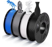 ANYCUBIC PLA filaments 1,75 mm, 4 kg 3D printeru filaments, PLA izmēru precizitāte +/- 0,02 mm, bez burbuļiem un noārdāms materiāls vairumam FDM 3D printeru, melns, balts, pelēks un zils (4 gabali)