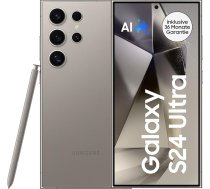 Samsung Galaxy S24 Ultra AI viedtālrunis, Android mobilais tālrunis bez līguma, 12 GB RAM/256 GB atmiņa, 200 MP kamera, S Pen, ilgs akumulatora darbības laiks, titāna pelēks