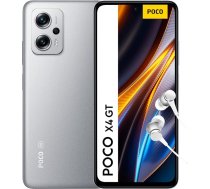 Xiaomi Poco X4 GT 5G viedtālrunis + austiņas, 8 + 256 GB mobilais tālrunis bez līguma, 6,6 collu 144 Hz DynamicSwitch DotDisplay, 64 MP trīskāršā kamera, 5080 mAh, 67 W TurboCharge, sudraba (vācu)