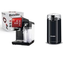 Breville Prima Latte II Portafilter Machine Espresso aparāts/Kāfijas automāts & Bosch Sadzīves tehnika TSM6A013B Kafijas dzirnaviņas, melns