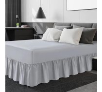 Lina Home Extra Deep Ruffle Fitted Sheet Super King Size Valance Fitted Sheet Mikrošķiedras mīksta, matēta, viegli kopjama, negludina (Super King, sudraba)