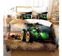 PQCXXA Traktors Bērnu gultasveļa 140 x 200 cm, 3 gabalu zaļš traktora gultasveļas komplekts ar rāvējslēdzēju un 2 spilvendrānām 65 x 65 cm, bērniem, pusaudžiem, zēniem
