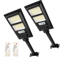 Wstan Pack of 2 āra saules ielu laternas, 200 W, saules starmeši, 560 LED ar tālvadības pulti, ūdensizturīga IP65 izolācija līdz rītausmai, drošības LED prožektori 1076 kv.ft