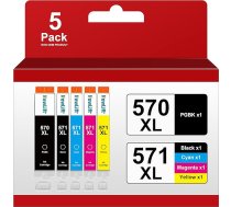 NewLift PGI-570 CLI-571 XL saderīgas kasetnes Canon PGI 570XL CLI 571XL Multipack priekš Canon Pixma TS5050 TS5055 MG5750 MG5753 MG6852 TS6050 TS5053 (PGBK Black Cyan Yellow Magenta, Pack)