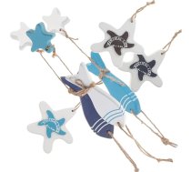 Garneck 6 gab Nautical Koka zivis Jūras sienu mākslas Jūras sienu rotājumi Jūras sienas rotājumi Jūras piekaramais ornaments Decoraciones para Sala De Casa Zivis pakārt Koka pludmales durvju pakaramie