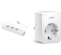 TP-Link Tapo P300 strāvas pagarinātājs ar 2 USB pieslēgvietām un 1 C tipa pieslēgvietu un TP-Link Tapo WLAN viedligzda Tapo P100, viedā mājas WiFi ligzda