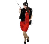 Dāmu Flapper Fancy Dress kostīmu komplekts sarkana 1920. gadu flapper kleita + spalvu BOA + kakla daļa + cigerette turētājs + pērļu pērļu kleita Charlston dress