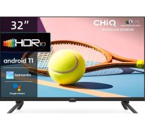 CHiQ LED televizors, 32 collu Smart TV, Android11, HDR, DBX-tv, četrkodolu, WiFi, Bluetooth, Google Assistant, Chromecast, Netflix, Prime Video, Youtube, trīskāršais uztvērējs (DVB-T2/T/C/S/S/S2), WiFi. HDMI/USB/CI+, Dolby Audio, HD