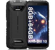 DOOGEE S41T (2024) Āra mobilais tālrunis bez līguma, 6300 mAh, 8GB RAM + 64GB/ 1TB paplašināma ROM, Android 13 Āra viedtālrunis 5,5 collu HD+ IP68/P69K, 13MP trīs kameras, 4G Dual SIM karte