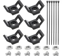 sourcing map Cable Tie Base 5mm Hole Dia Y formas kronšteins stieples turētājs 20 sērijas alumīnija ar fiksētiem blokiem neilona kaklasaites skrūves melns Pack of 6