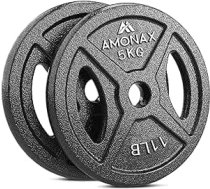 Amonax svara šķīvju komplekts, 2,5 kg, 5 kg, 10 kg hanteles komplekts 25 mm un 50 mm olimpiskajiem svariem, hanteles stienis, metāla svēršanas šķīvji svara celšanai un gurnu spiešanai, čuguna svēršanas šķīvji mājas sporta zālei