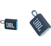 JBL GO 3 maza Bluetooth kastīte zilā un rozā krāsā — ūdensizturīgs, pārnēsājams skaļrunis ceļā — līdz 5 stundām atskaņošanas laiks ar vienu akumulatora uzlādi un GO 3 maza Bluetooth kastīte zilā krāsā, 1 iepakojumā ANEB0B8N4HQ93T