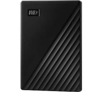 Western Digital WD My Passport ārējais cietais disks, 5 TB portatīvā atmiņa, plāns dizains, WD Discovery programmatūra, automātiskā dublēšana, aizsardzība ar paroli, melns, saderīgs arī ar datoru, Xbox un PS4
