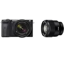 Sony Alpha 6600 APS-C bezspoguļa kamera 18-135 mm f/3,5-5,6 tālummaiņas objektīvs un SEL-85F18 portreta objektīvs (fiksēts fokusa attālums, 85 mm, F1,8, pilns formāts