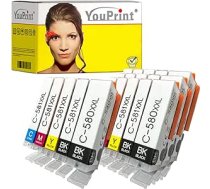 20 youprint tintes kasetnes, kas ir līdzvērtīgas Canon PGI-580 CLI-581 XXL ar mikroshēmu, piemērotas Canon Pixma TS705 (a) TS6350 (a) TS9550 printeriem ANEB07FN7L185T