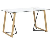 Beliani Tacoma ēdamgalds Stikla metāla rāmis brūns/melns 4 personām 140 x 80 cm Loft stila ēdamgalds