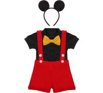 Unisex Bērnu zēni zēni meitenes Pirmā dzimšanas diena Mickey apģērbs Romper + tauriņš + bikšturi Šorti bikses + peles ausis Galvassega Halovīni Ziemassvētku apģērbu komplekts Foto šaušanas sarkans + aproce 12-18 mēneši,