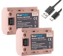 2 x Blumax zelta akumulators Sony NP-FZ100 (2250 mAh) ar USB Type-C uzlādes portu - NTC sensors un V1 apvalks - priekš Sony FX30-7 IV 7c 7RIV 7RV 7RIII ZV-E1