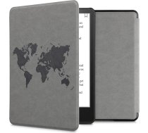kwmobile Korpuss saderīgs ar Amazon Kindle Paperwhite (11th Gen - 2021) - mākslīgās ādas aizsargvāciņš e-grāmatu lasītājiem - Travel Outline Grey