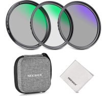 NEEWER 46 mm UV, CPL, ND4 objektīva filtru komplekts ar cietu futrālīti, optisko stiklu un alumīnija rāmi, UV + cirkulārā polarizatora (CPL) + neitrāla blīvuma filtra komplekts ar 46 mm kameras objektīva uzglabāšanas somu