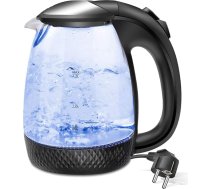 EXTRASTAR Elektriskā tējkanna 1,7L 360° pamatne Noņemams pretkrīnveida filtrs Elektriskā stikla tējkanna 2200W melna