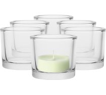 TREND FOR HOME Sveču turētāju komplekts Tējas gaismas turētājs Stikla tējas gaismas glāzes 6 galda dekoru komplekts Kāzu sveču glāzes Tējas gaismas stikla trauks Tējas gaismas stikla trauks Tējas gaismas stikla kolekcija Luna 9 x 9 x 8 cm