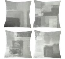 TIAODIAN Grey Cushion Covers 18x18 collas 4 Pack Modern Abstract Art Square Dekoratīvie spilveni Covers 18x18 dzīvojamā istaba Dīvāns Dārzs Āra spilveni Covers