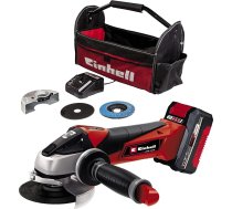 Einhell akumulatora leņķa slīpmašīna TE-AG 18/115 Li Kit Power X-Change (18 V, 115 mm diska diametrs, 28 mm griešanas dziļums, iekļauts griešanas disks, slīpēšanas disks, 4,0 Ah akumulators, lādētājs), sarkanā/melnā krāsā