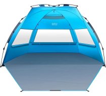 OutdoorMaster 3-4 personu pop-up pludmales nojume, maza izmēra pludmales telts ar UPF 50+ UV aizsardzību, viegla montāža 60 sekundēs, laikapstākļiem izturīga kempinga telts ar noņemamu jumta logu