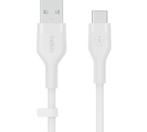 Boostcharge usb-a uz usb-c silikona kabelis 1m, balts