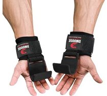 Svara celšanas āķu rokturis no DMoose Fitness (pāris) - 8 mm biezs polsterēts neoprēns, dubultā šuve, neslīdošs pārklājums, nostipriniet savu satvērienu un sasniedziet savus mērķus ar augstākās kvalitātes treniņu āķa cimdiem