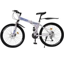 CuCummoo 26 collu saliekamais velosipēds Premium kalnu velosipēds zils/balts krāsu shēma 21 ātruma vīriešiem sieviešu kalnu divriteņu divdisku bremžu velosipēds City Citi braucieni