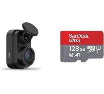 Garmin Dash Cam Mini 2 — īpaši kompakta paneļa kamera ar automātisku negadījumu noteikšanu un SanDisk Ultra Android microSDXC UHS-I atmiņas karte 128 GB + adapteris