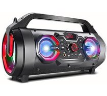 Audiocore AC875 Bazooka portatīvais Bluetooth skaļrunis Boombox 30 W (20 W + 5 Wx2) IPX4 Šļakatu necaurlaidīgs / Radio / microSD / Aux-In / USB / Apgaismojums / Mikrofona savienojums / Tālvadības pults
