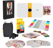 KODAK Smile Instant Print digitālās kameras (balta/dzeltena) foto rāmja komplekts ar mīkstu futrāli