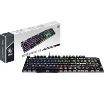 MSI Vigor GK50 Elite Box, balta mehāniskā spēļu tastatūra (vācu izkārtojums) QWERTZ — Kailh Box balti slēdži, ergonomiski taustiņu vāciņi, metāla apdare, neslīdoša spēļu bāze, RGB vienai pogai, USB 2.0 — pilna izmēra