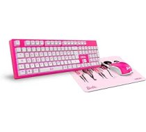 KROM Barbie Edition KANDY tastatūras peles paklājiņa komplekts balts LED membrānas tastatūras peles optiskais sensors 6400 DPI peles paklājiņš ar gumijas pamatni vācu izkārtojums rozā krāsā