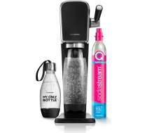 SodaStream ART Dzirkstošā ūdens automāts ar droseles sviru | 1 pudeles 1 litra tilpuma iepakojums + 1 pudele 0,5 litra, ko var mazgāt trauku mazgājamā mašīnā + 1 gāzes uzpildes tvertne, 60 litru tilpums, pieslēdzams | Black [Amazon Exclusive]