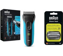 Braun Series 3 ProSkin 3040s elektriskais skuveklis ar precīzu trimmeri, uzlādējams un bezvadu mitrs un sauss skuveklis vīriešiem, melns/melns & Series 3 32B elektriskā skuvekļa rezerves daļa - melns