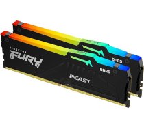 Kingston Fury Beast Black RGB 32GB (2x16GB) 5600MT/s DDR5 CL36 DIMM galddatora spēļu atmiņas komplekts ar 2- KF556C36BBEAK2-32