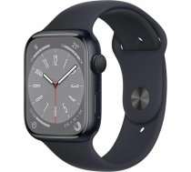 Apple Watch Series 8 (GPS, 45 mm) Mitternacht Aluminium-Gehäuse mit Mitternacht Sportband, regulējams (vispārējs)