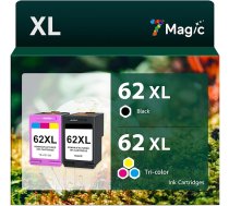 7Magic 62XL atjaunoti ar HP 62 printeru kasetnēm HP 62 XL HP 62XL HP 62XL HP62XL HP62 kasetnes HP Envy 7640 5540 5640 5544 5545 5646 5548, HP OfficeJet 200 250 5740 5742 (62XL 2 62XL melns, 62xl