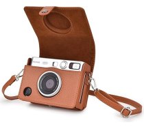 Rieibi Mini EVO Vintage PU ādas aizsargvāciņš Fujifilm Instax Mini EVO instantkamerai ar noņemamu plecu siksnu