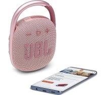 JBL Clip 4 Bluetooth skaļrunis rozā krāsā, ūdensizturīgs, pārnēsājams mūzikas skaļrunis ar praktisku karabīni, līdz 10 stundām bezvadu mūzikas straumēšanas