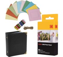 Kodak 5,1 x 7,6 cm Premium-Fotopapier (50 Blatt) + Bunte quadratische Bilderrahmen zum Aufhängen + Fotoalbum (kompatibel mit Printomatic)