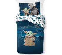 Rakstzīmju pasaule Disney Oficiālais Disney Star Wars The Mandalorian Vienvietīgs atgriezenisks divpusējs sega pārklājs Komplektā ietilpst atbilstošs spilvena pārvalks Grogu Baby Yoda Power Design Cot gultas komplekts